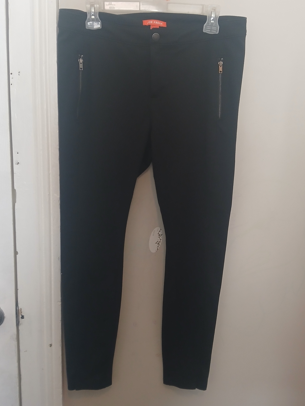 Joe Fresh Black Stretch Slim Mid Rise Zip-Pocket Skinny Trouser